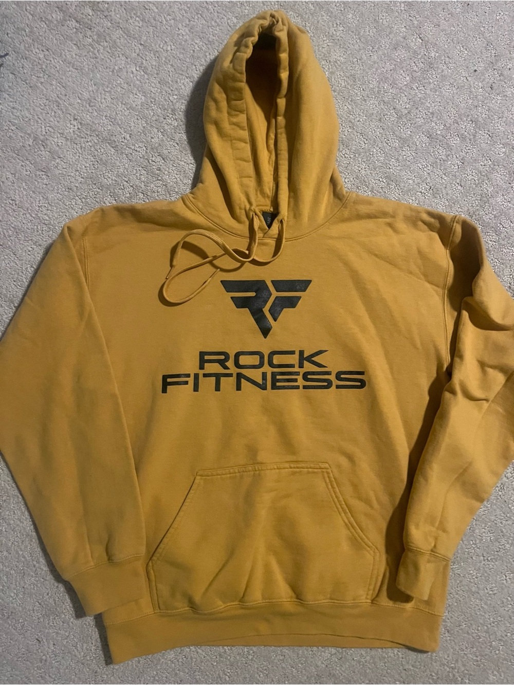 Men's Rock Fitness Hoodie Sweatshirt in Mustard Yellow medium